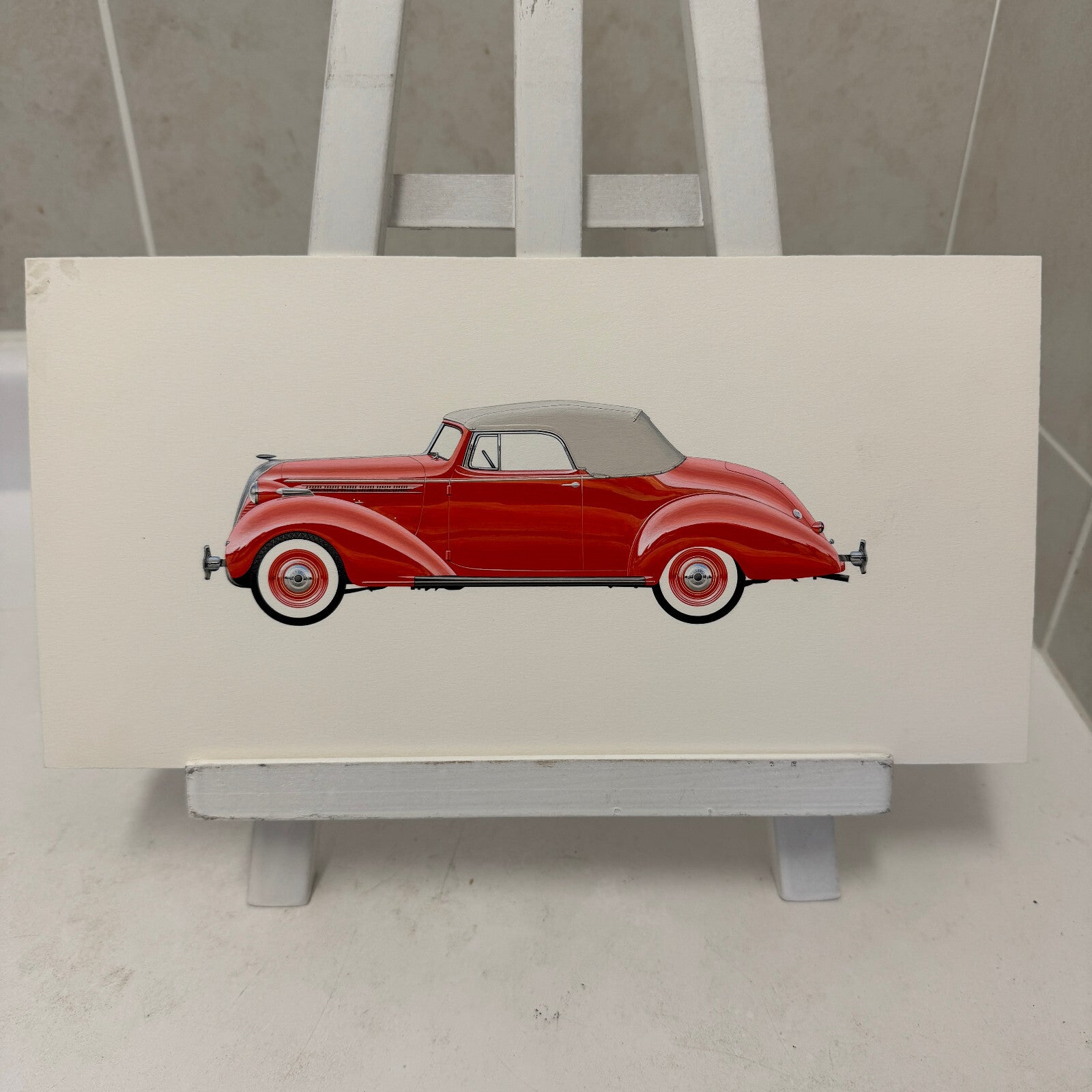 1937 Terraplane Super Convertible Automobile Illustration Art Drawing Hand Drawn