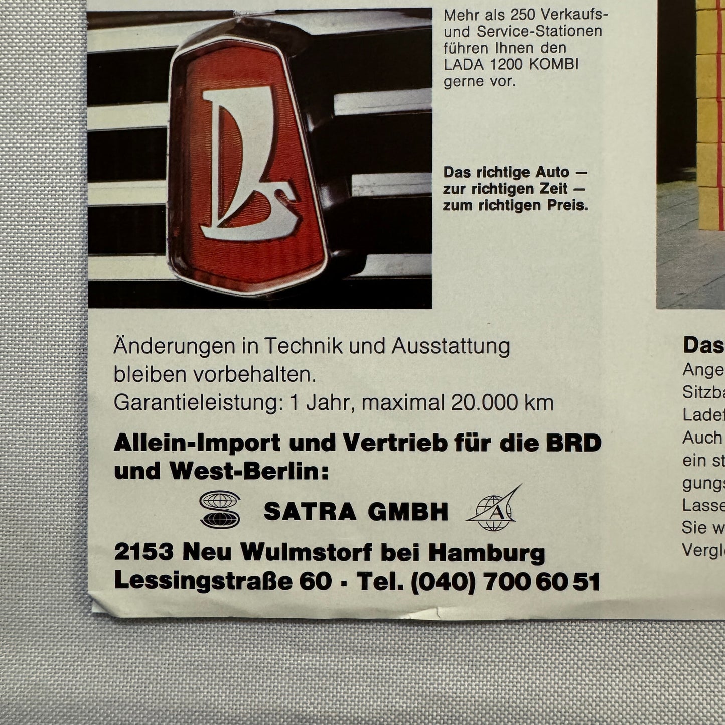 Lada 1200 Kombi Wagon Car Sales Brochure Catalog Advertising German Text Vintage