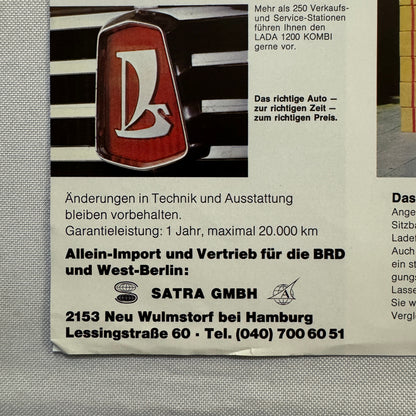 Lada 1200 Kombi Wagon Car Sales Brochure Catalog Advertising German Text Vintage
