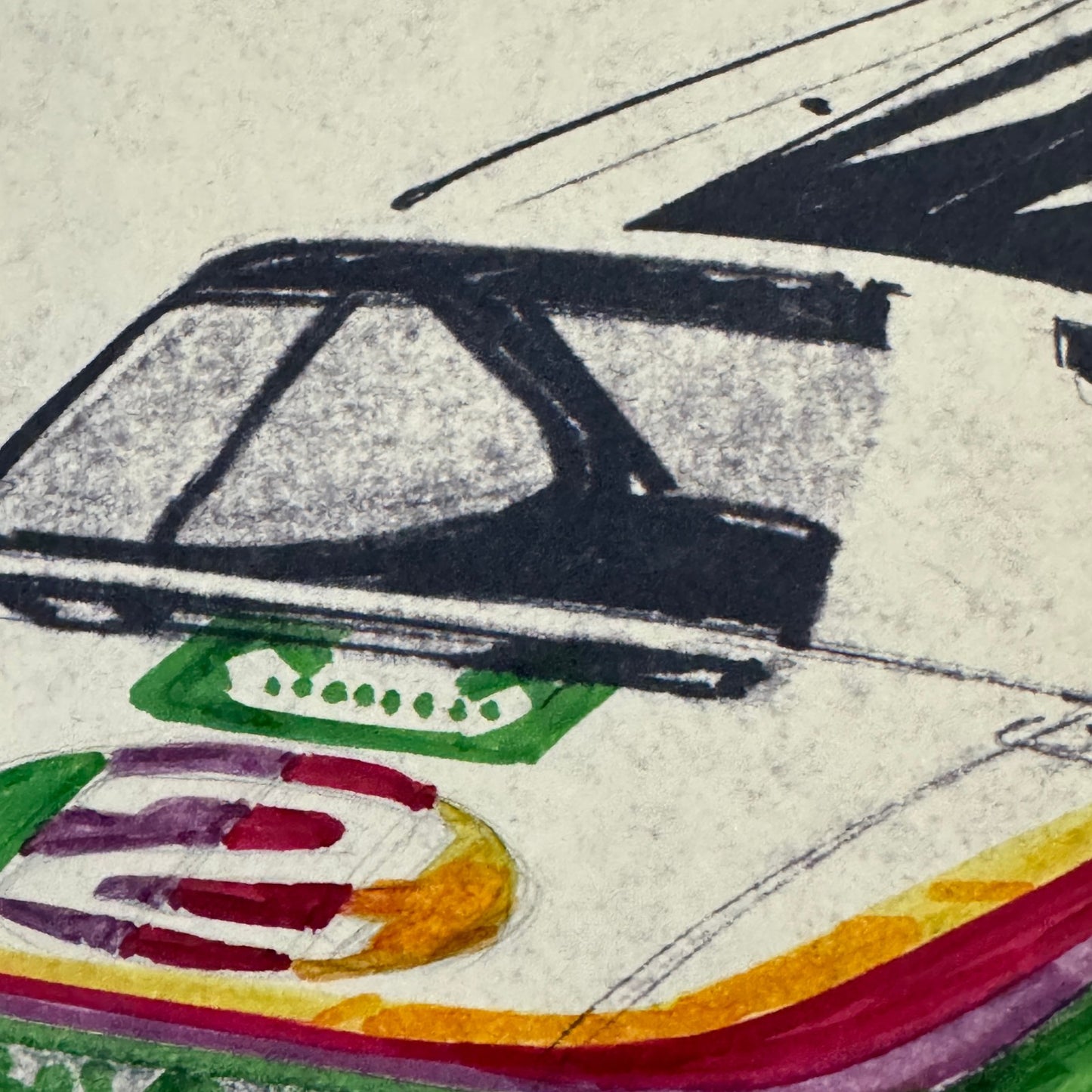 Porsche 935 Kremer Racing Design Sketch Drawing Art NOTTRODT Vintage 1976