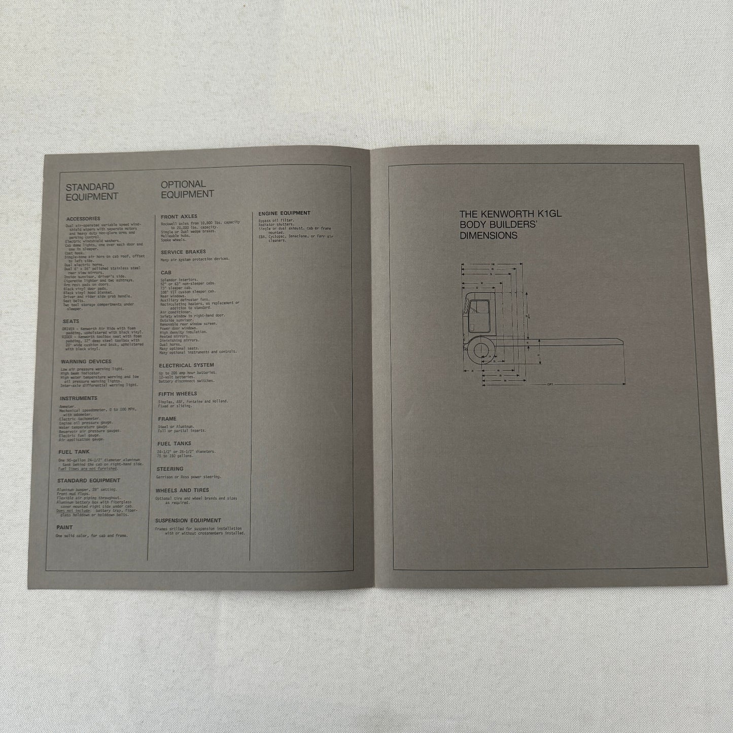 Kenworth K1GL Truck Sales Brochure Catalog K1 GL Truck 1976 1977