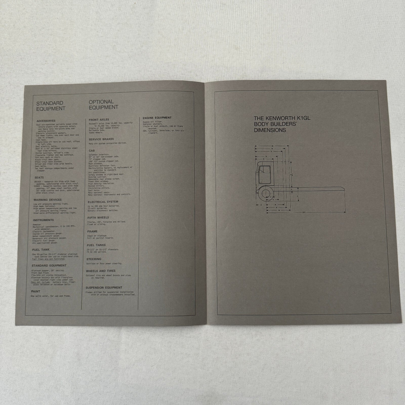 Kenworth K1GL Truck Sales Brochure Catalog K1 GL Truck 1976 1977