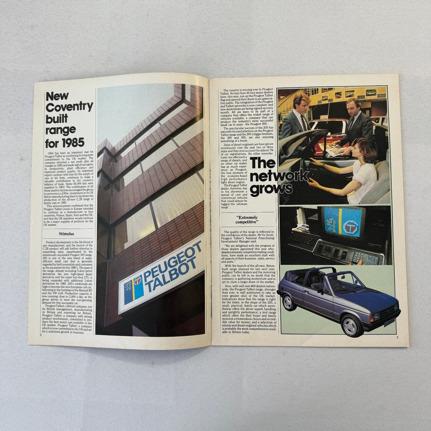 1985 Peugeot Talbot Car Sales Brochure Catalog 205 GTI 305 Rapier Minx Van