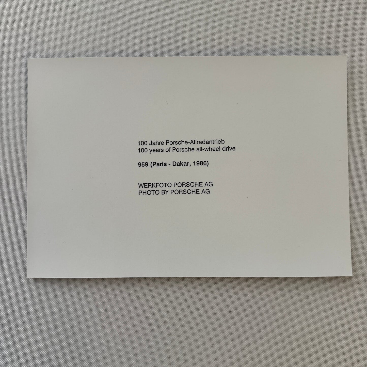 Porsche 959 Paris Dakar Safari Rally Rallye Car Racing Factory Photo Photograph