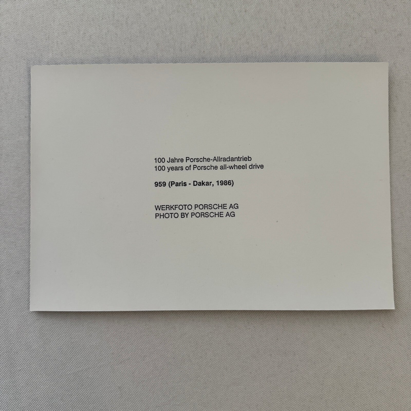 Porsche 959 Paris Dakar Safari Rally Rallye Car Racing Factory Photo Photograph