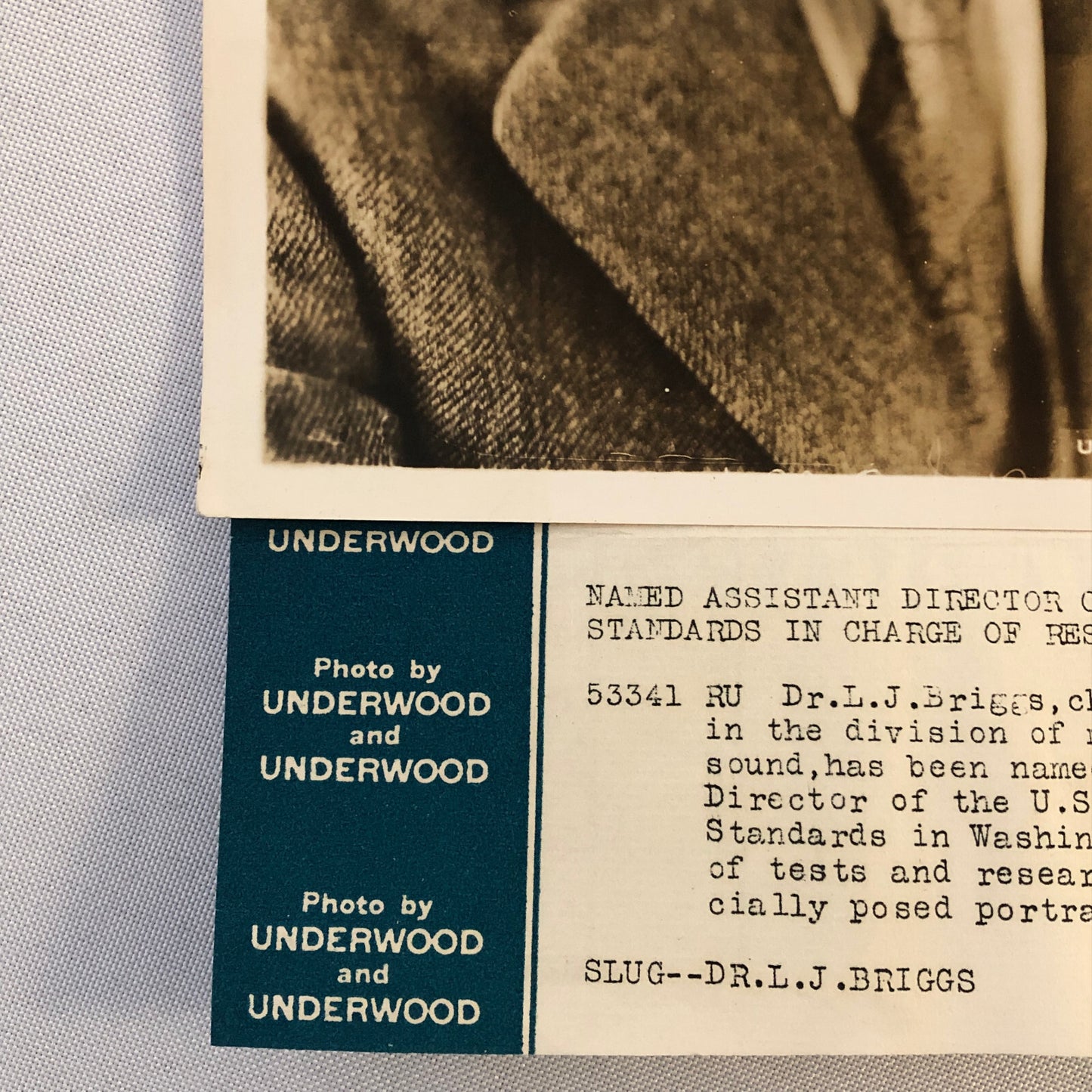 Press Photograph Photo Scientist Director Bureau of Standards LJ Briggs Portrait