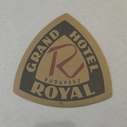 Vintage Hotel Travel Luggage Label Grand Hotel Royal Budapest Hungary