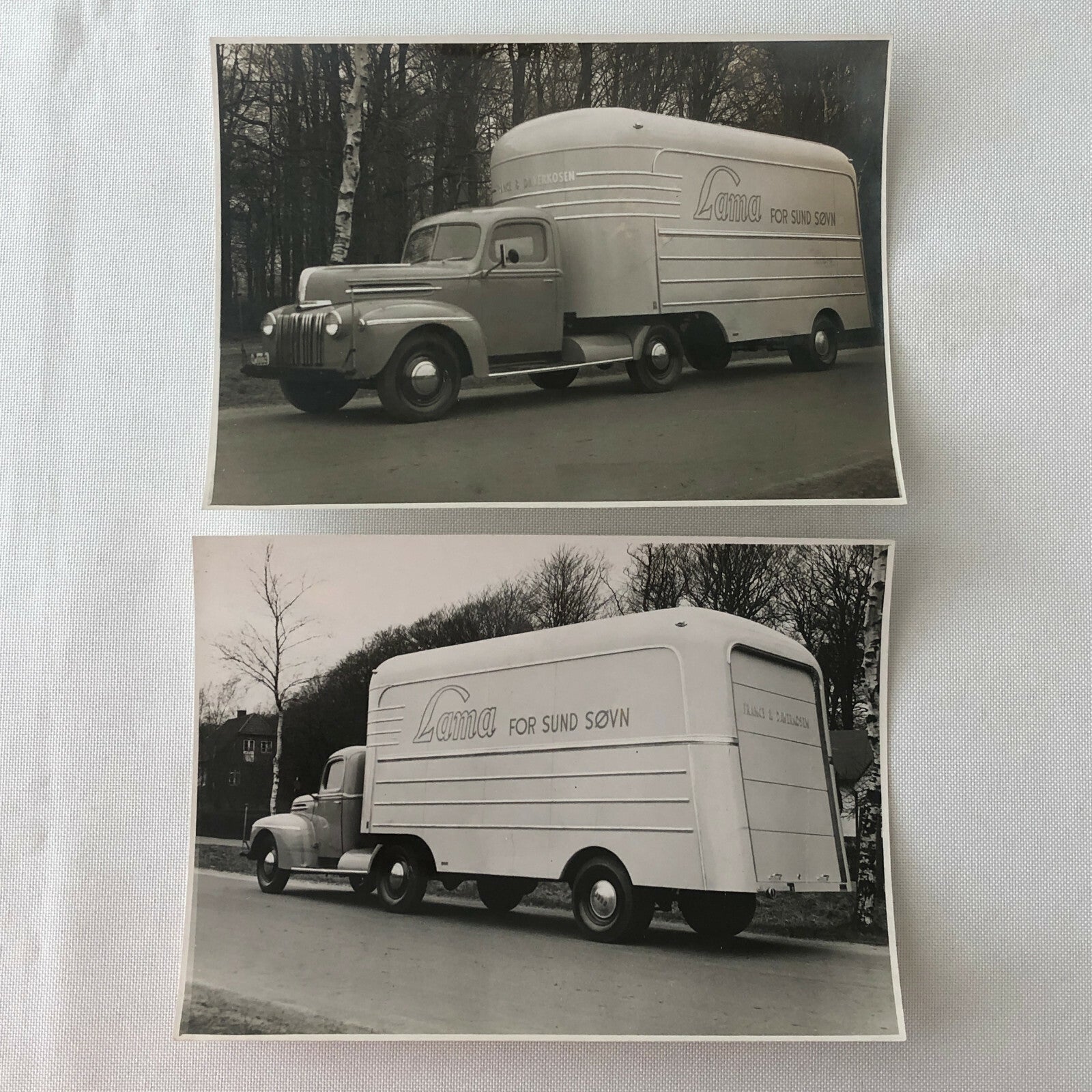 Vintage Photo Photograph of a Truck and Trailer Lot of 2 - Denmark ? 