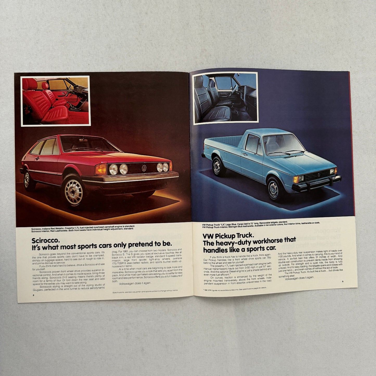 1981 Volkswagen VW Car Sales Brochure Catalog Vanagon Camper Jetta Scirocco +