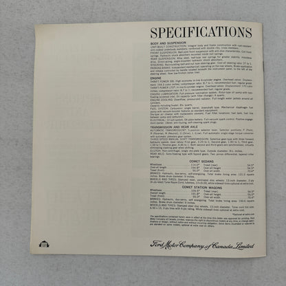 1962 Mercury Comet Car Sales Brochure Catalog Sedan Station Wagon Canadian
