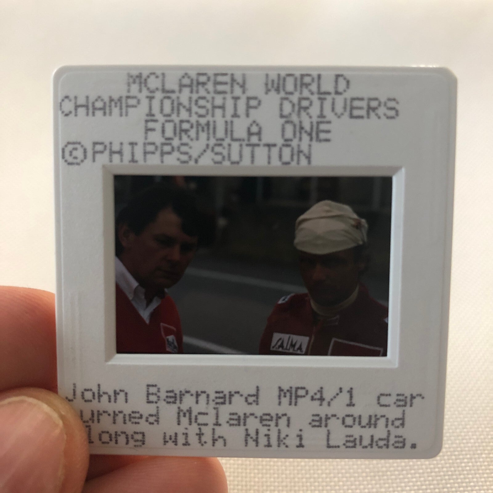 McLaren Racing Niki Lauda John Barnard F1 Formula One Racing 35mm Slide Photo
