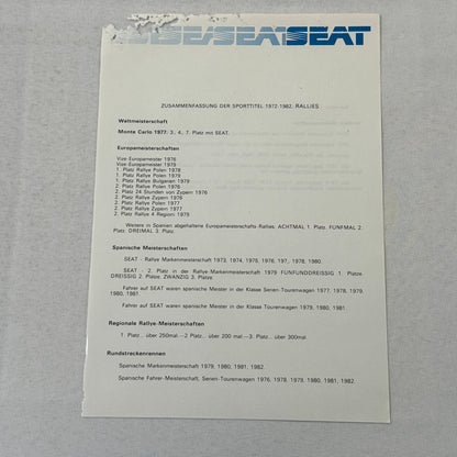 1984 Seat Ronda Press Kit German Text European Brochure Photos
