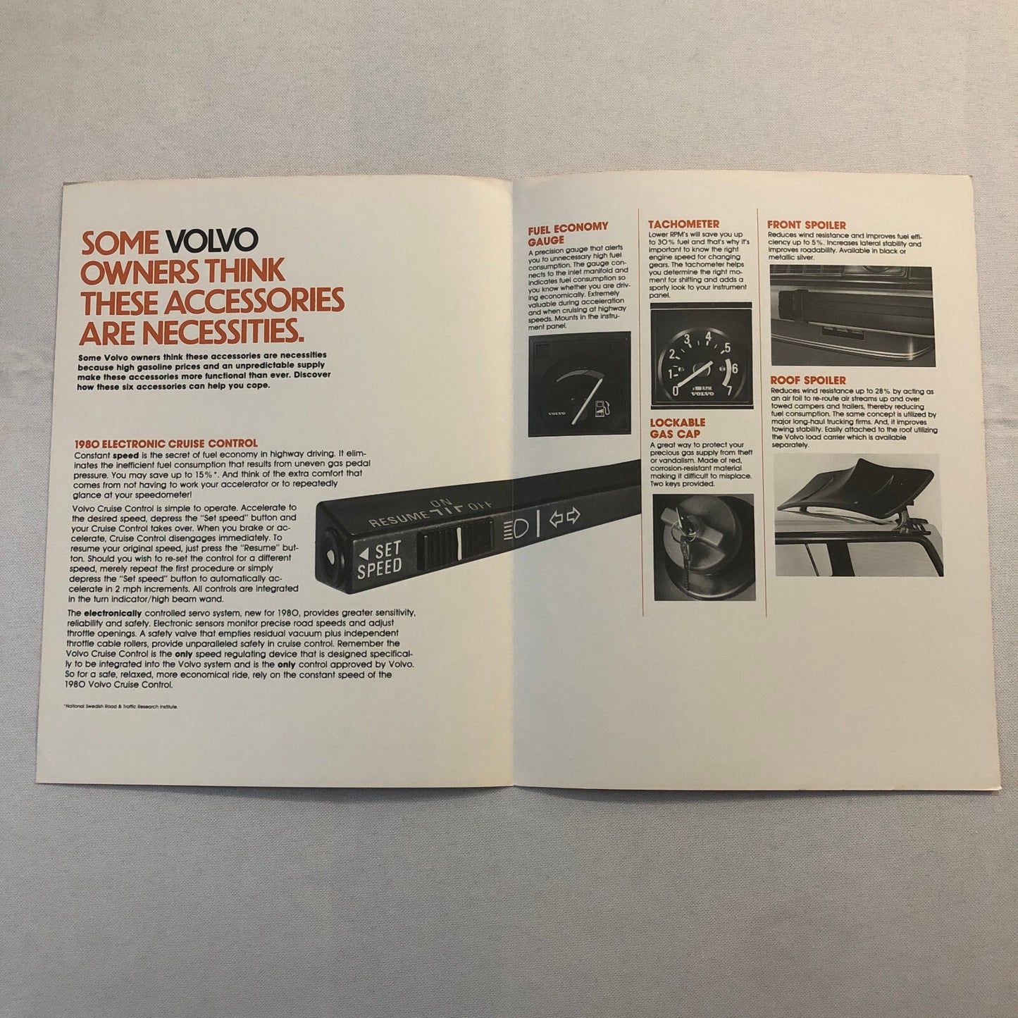 1980 Volvo Fuel Economy Accessories Sales Brochure Catalog Tachometer Spoiler +
