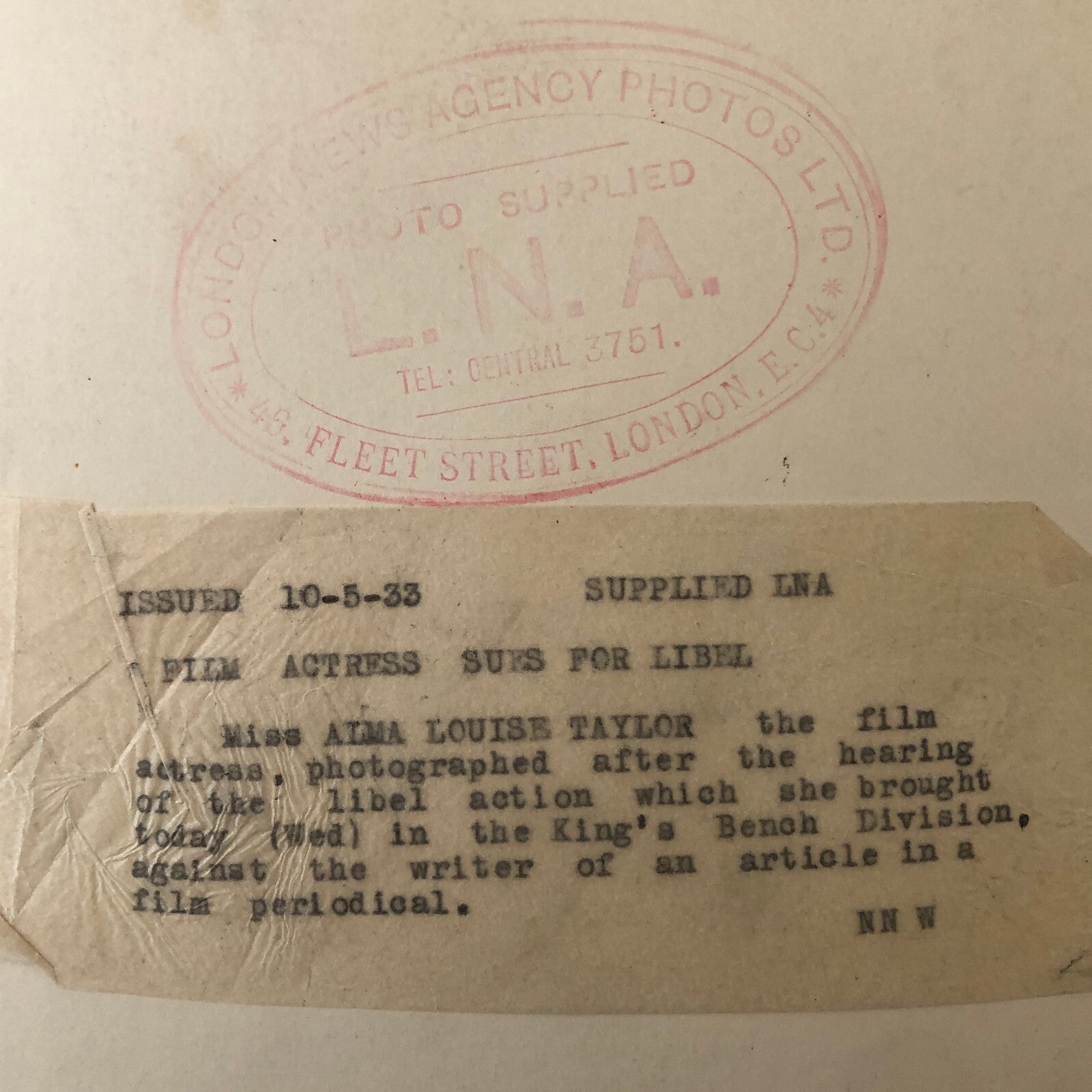 Press Photo Photograph Film Actress Sues for Libel Alma Louise Taylor 1933