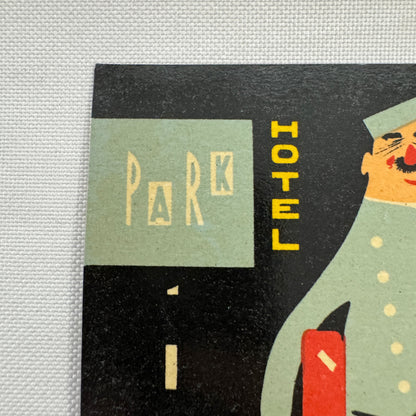 Vintage Travel Luggage Label Park Hotel Budapest Hungary Hungarian