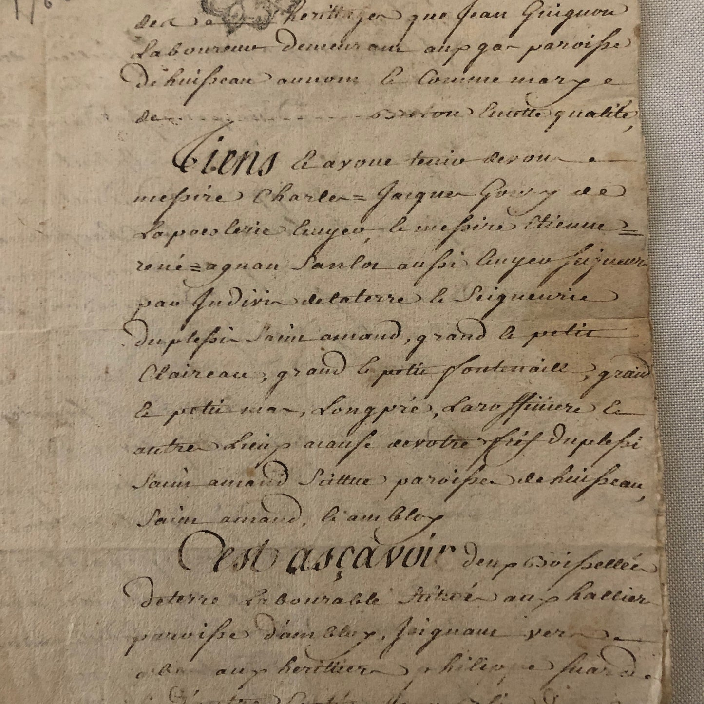 Antique Hand Written French Document Dated 1763 Beautiful Early Letter
