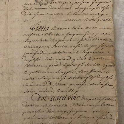 Antique Hand Written French Document Dated 1763 Beautiful Early Letter