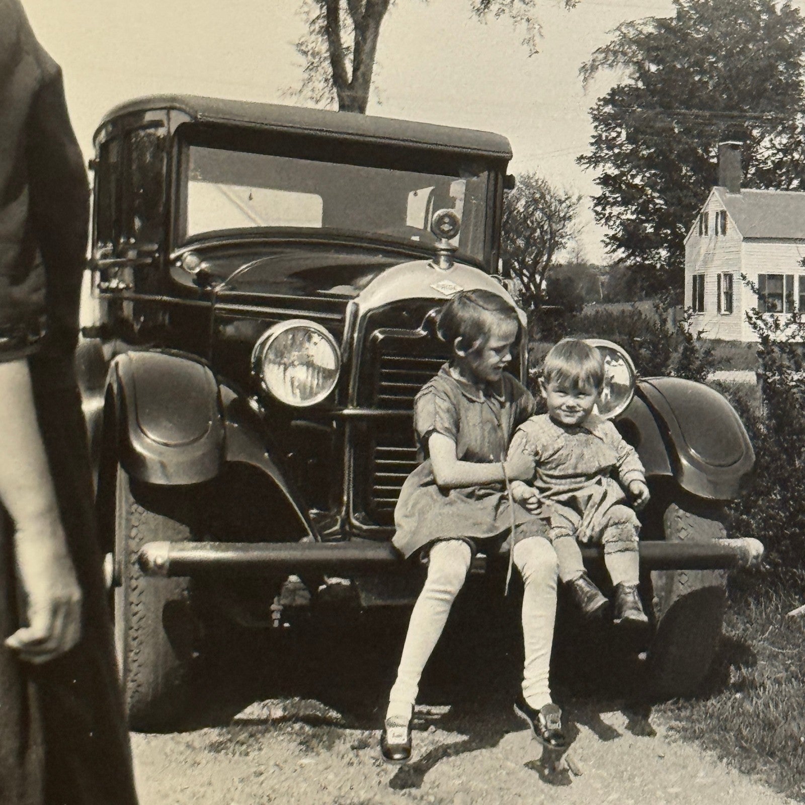Vintage Car Photo Photograph Print Children with Automobile Snapshot