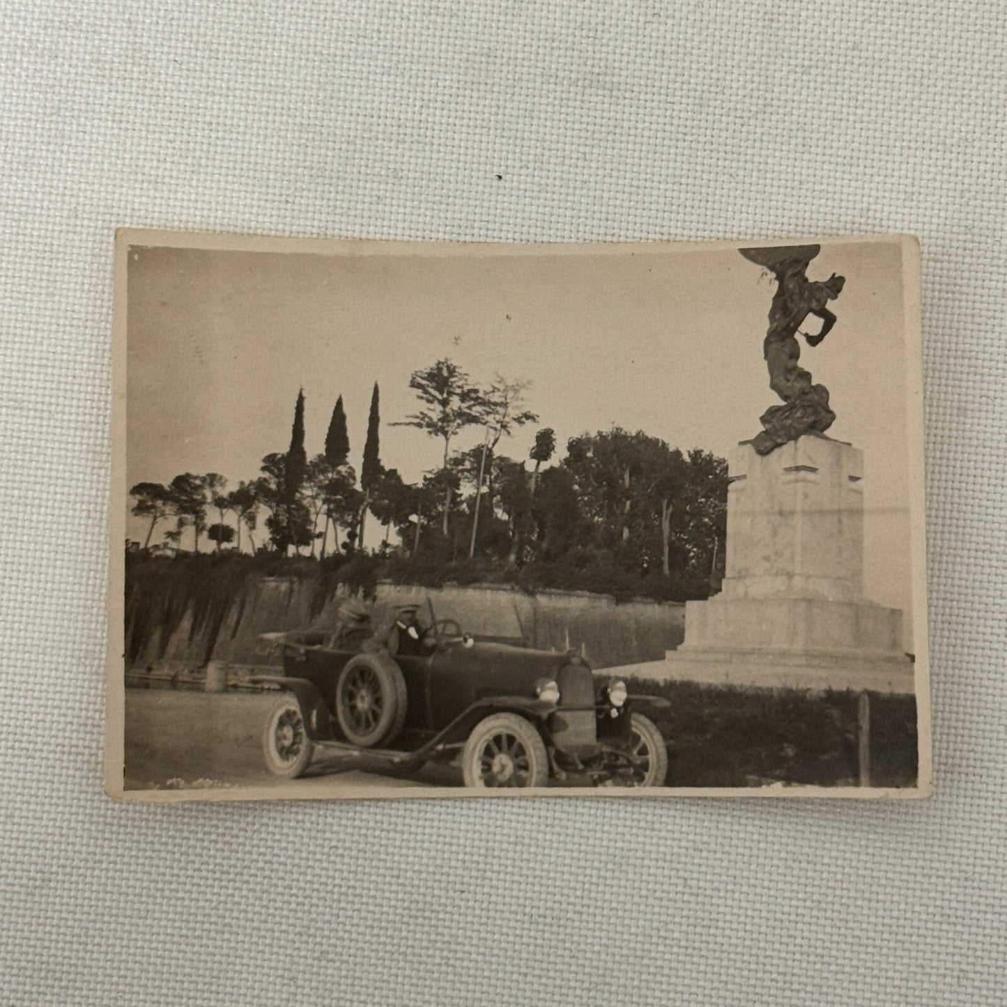 Vintage Photograph Photo Man in Antique Automobile Early Car