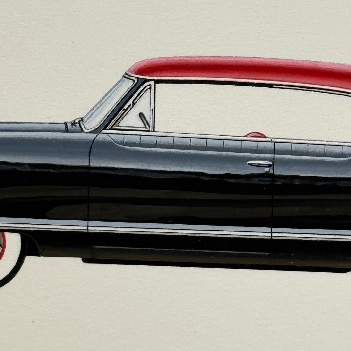 1953 Nash Ambassador Club Coupe Car Illustration Art Drawing Vintage Miniature