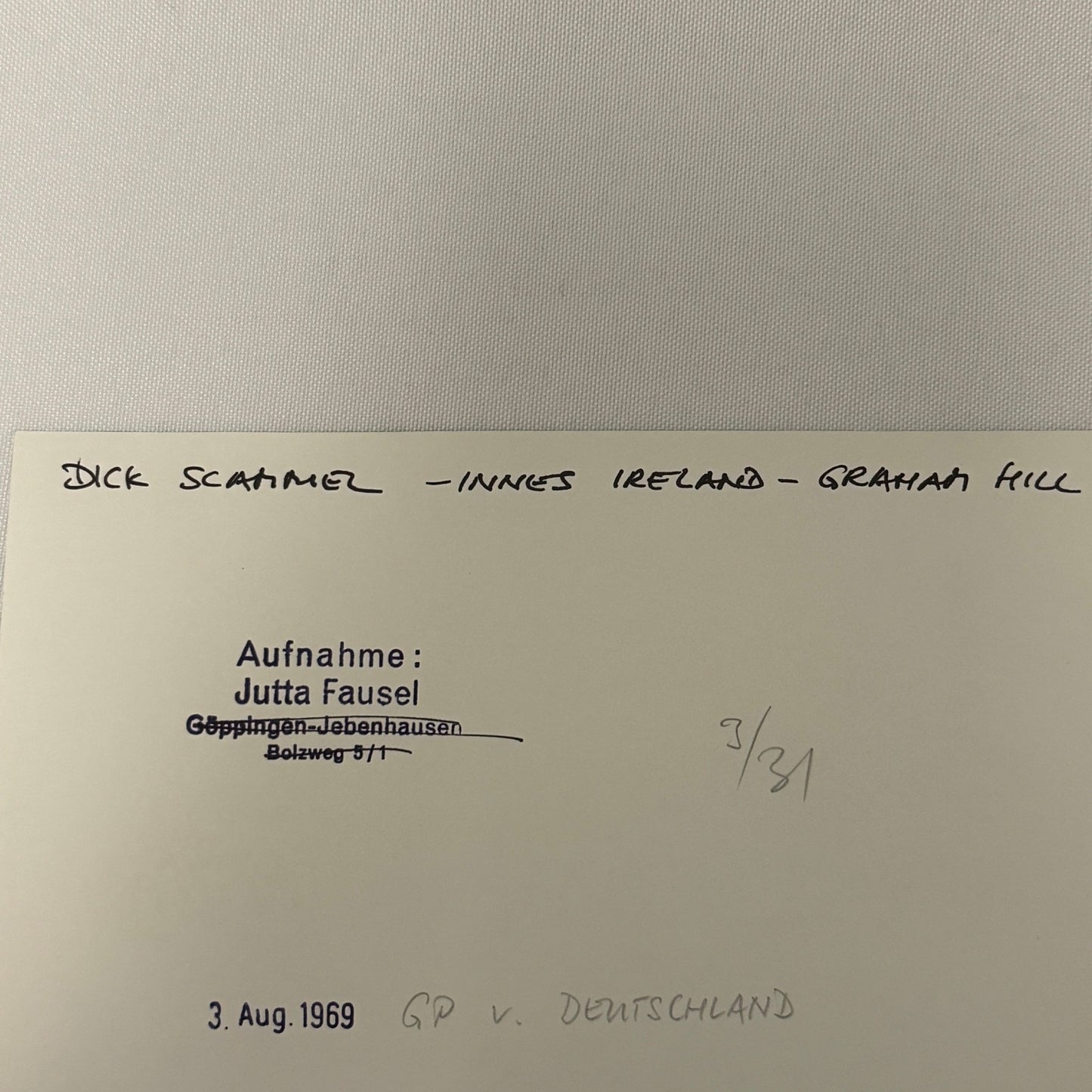 Vintage Racing Photo 1969 German Grand Prix Graham Hill Innes Ireland Scammel