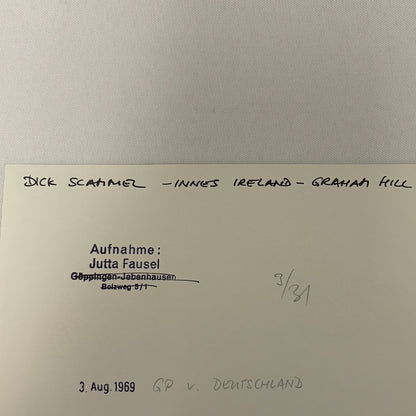 Vintage Racing Photo 1969 German Grand Prix Graham Hill Innes Ireland Scammel