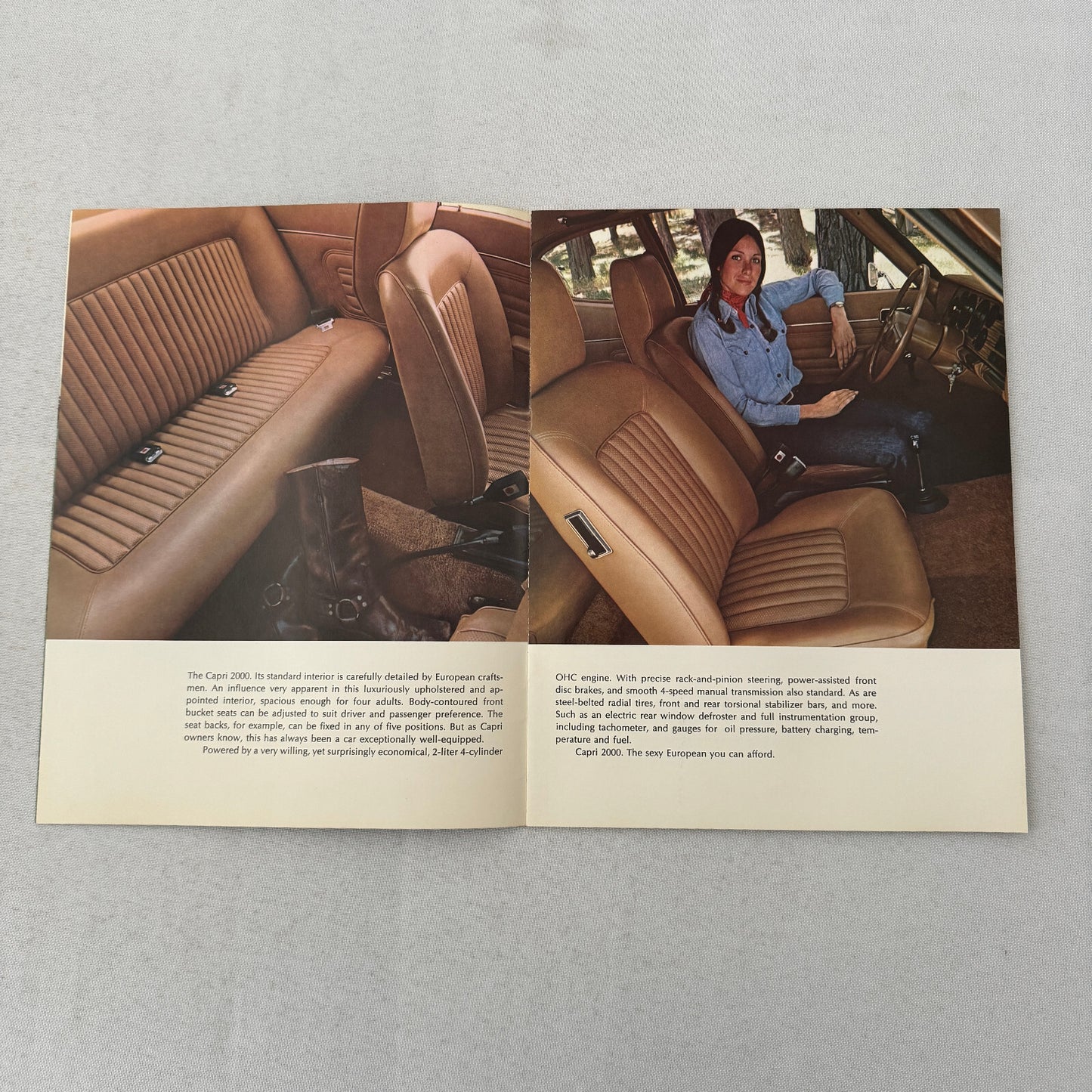 Capri 2000 and Capri V6 Car Sales Brochure Catalog Advertising Mercury Capri