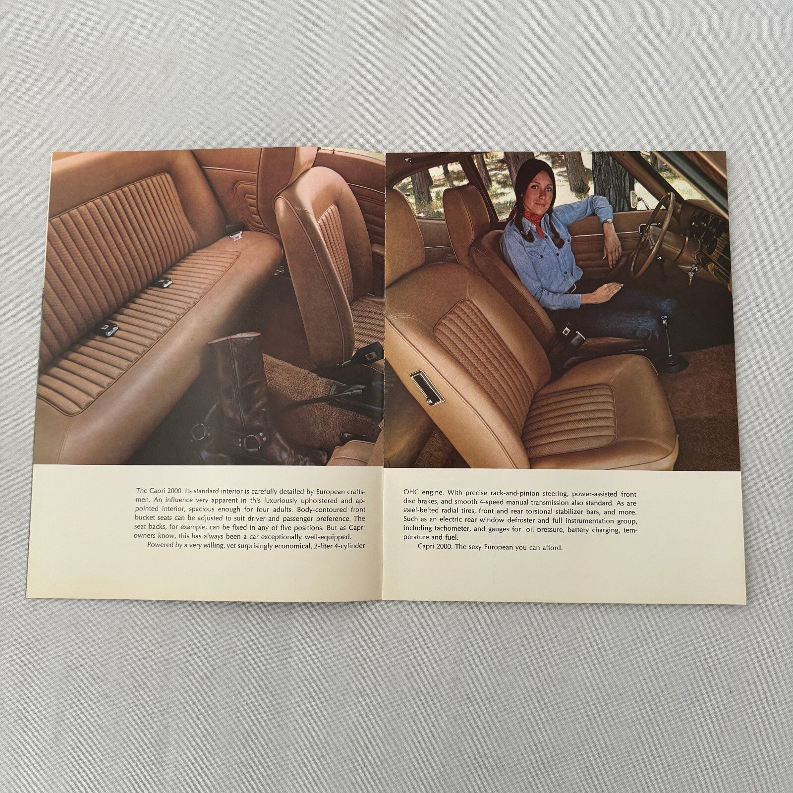 Capri 2000 and Capri V6 Car Sales Brochure Catalog Advertising Mercury Capri