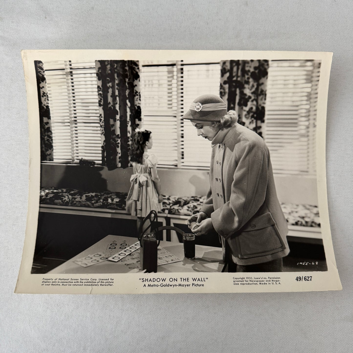 Vintage Movie Film Press Photo Photograph Print Shadow on the Wall 1950