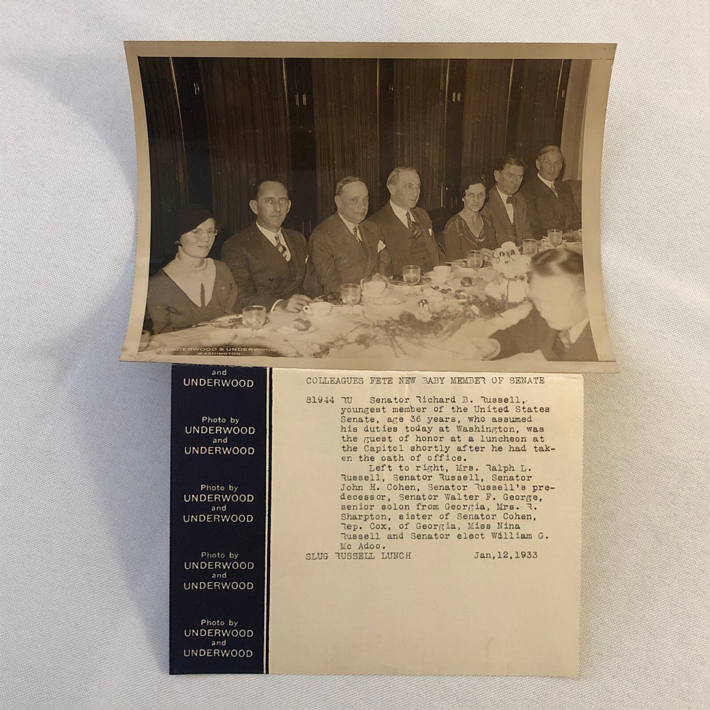 Press Photo Photograph Washington Senators 1933 Underwood & Underwood Photo