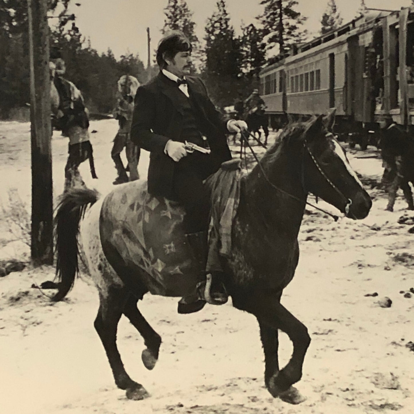 Charles Bronson on Horse Horseback Train Photo Photograph Print Movie Press ?