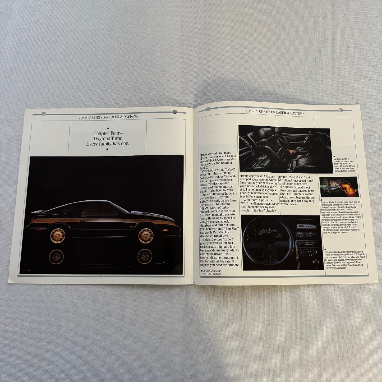 1986 Chrysler Laser and Daytona Sales Brochure Catalog Laser XE XT Turbo Z