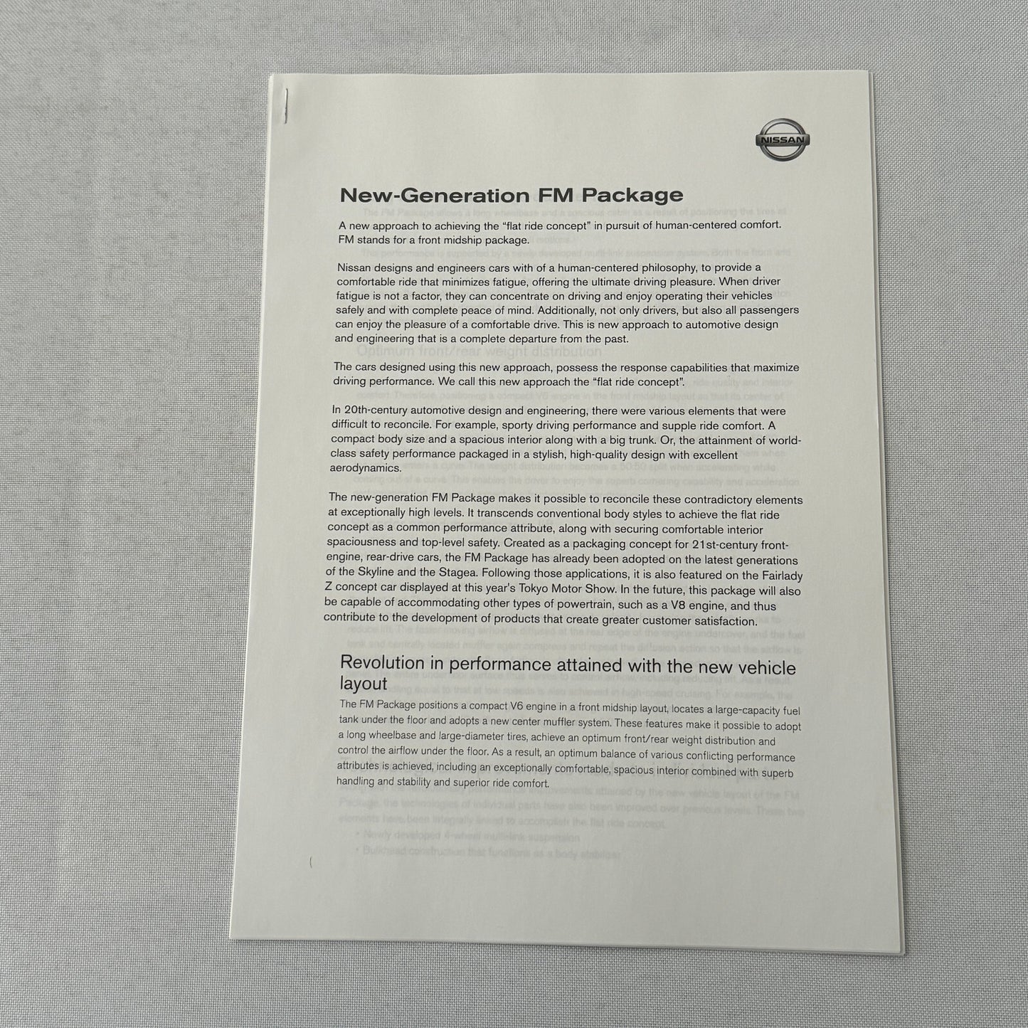 Nissan Tokyo Motor Show Concept Car Press KIt Brochure with CD Fairlady Z Nails