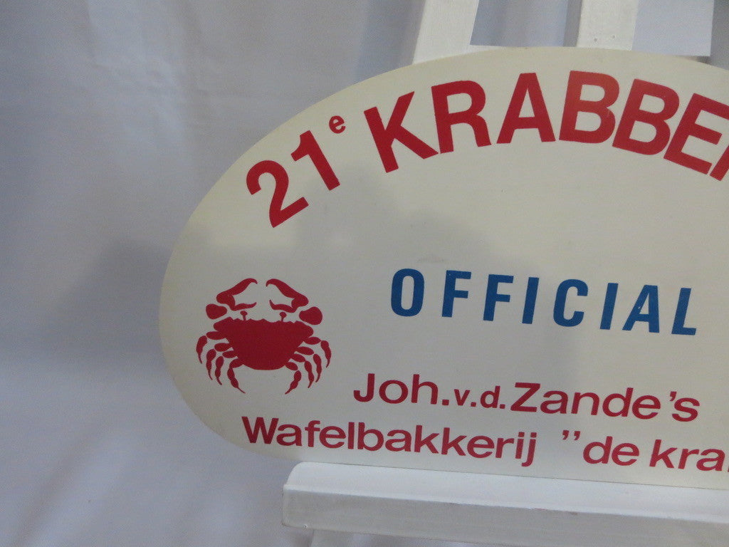 Vintage 21e Krabbenrit OFFICIAL Car Club Rally Plate Plaque Sign 
