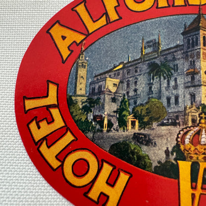 Vintage Hotel Alfonso XIIII Sevilla Spain Travel Luggage Label