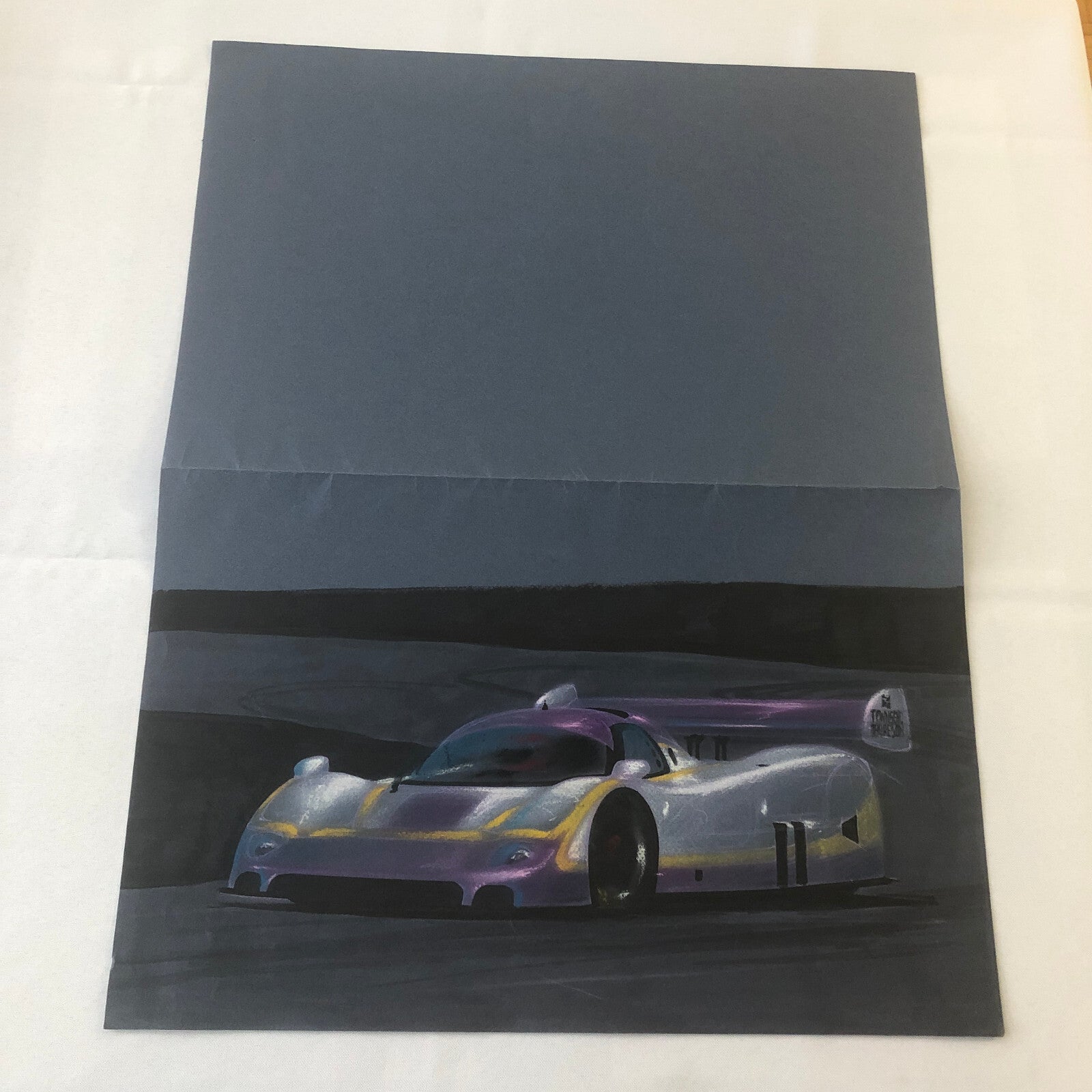 Vintage Jaguar XJR9 Silk Cut Racing Illustration Drawing Sketch Original Art