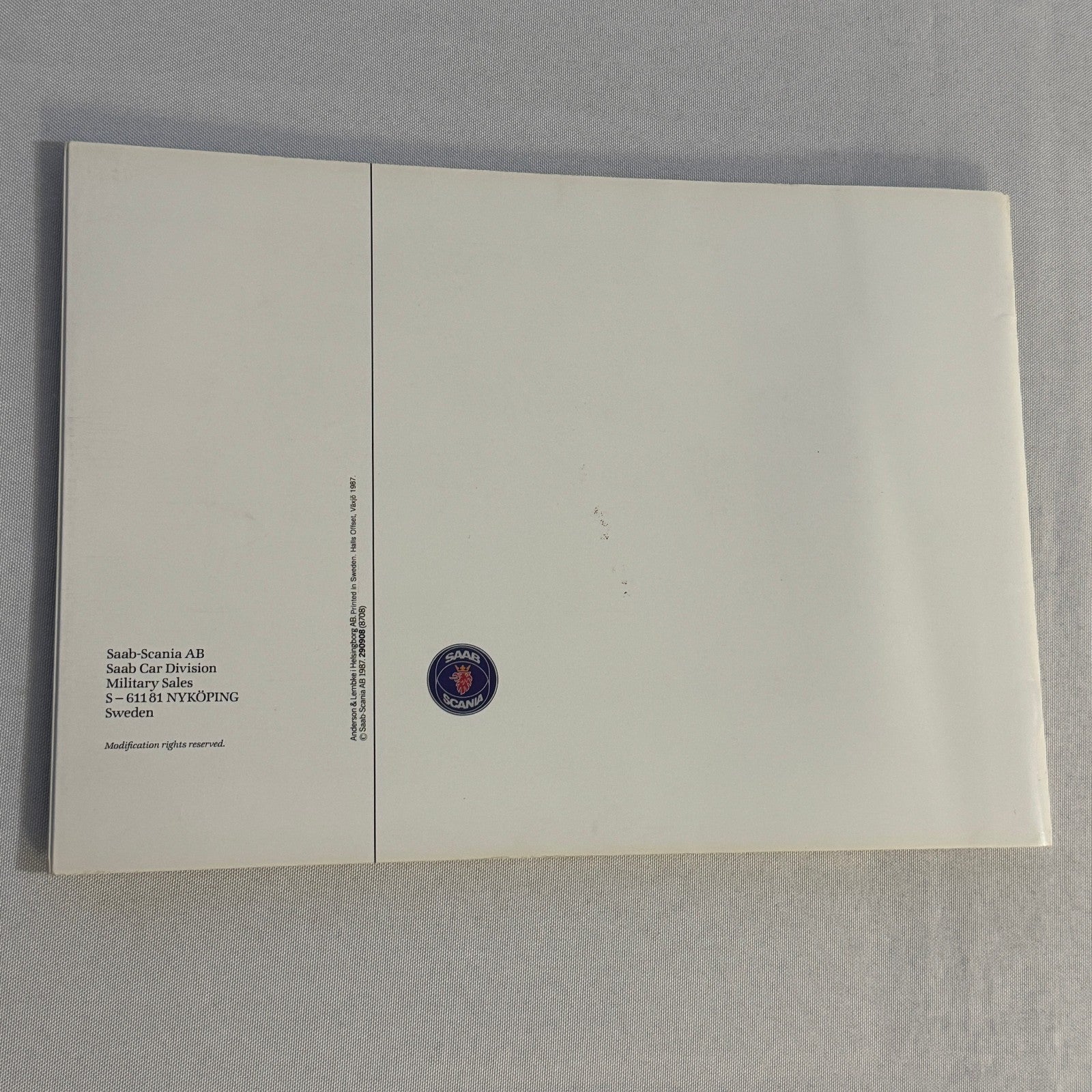 1988 Saab Military Sales Brochure Catalog Saab 900 Turbo 9000 900S Convertible
