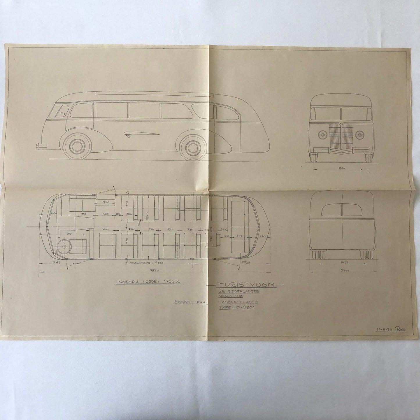 1936 Coachbuilder Bus Design Blueprint Rendering Blue Print Coach Bus Truck