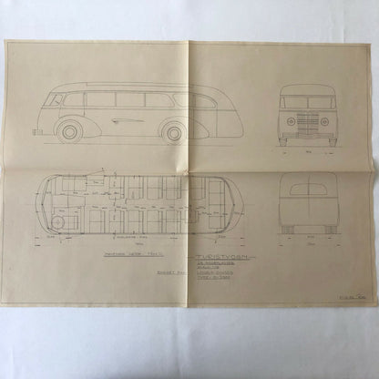 1936 Coachbuilder Bus Design Blueprint Rendering Blue Print Coach Bus Truck