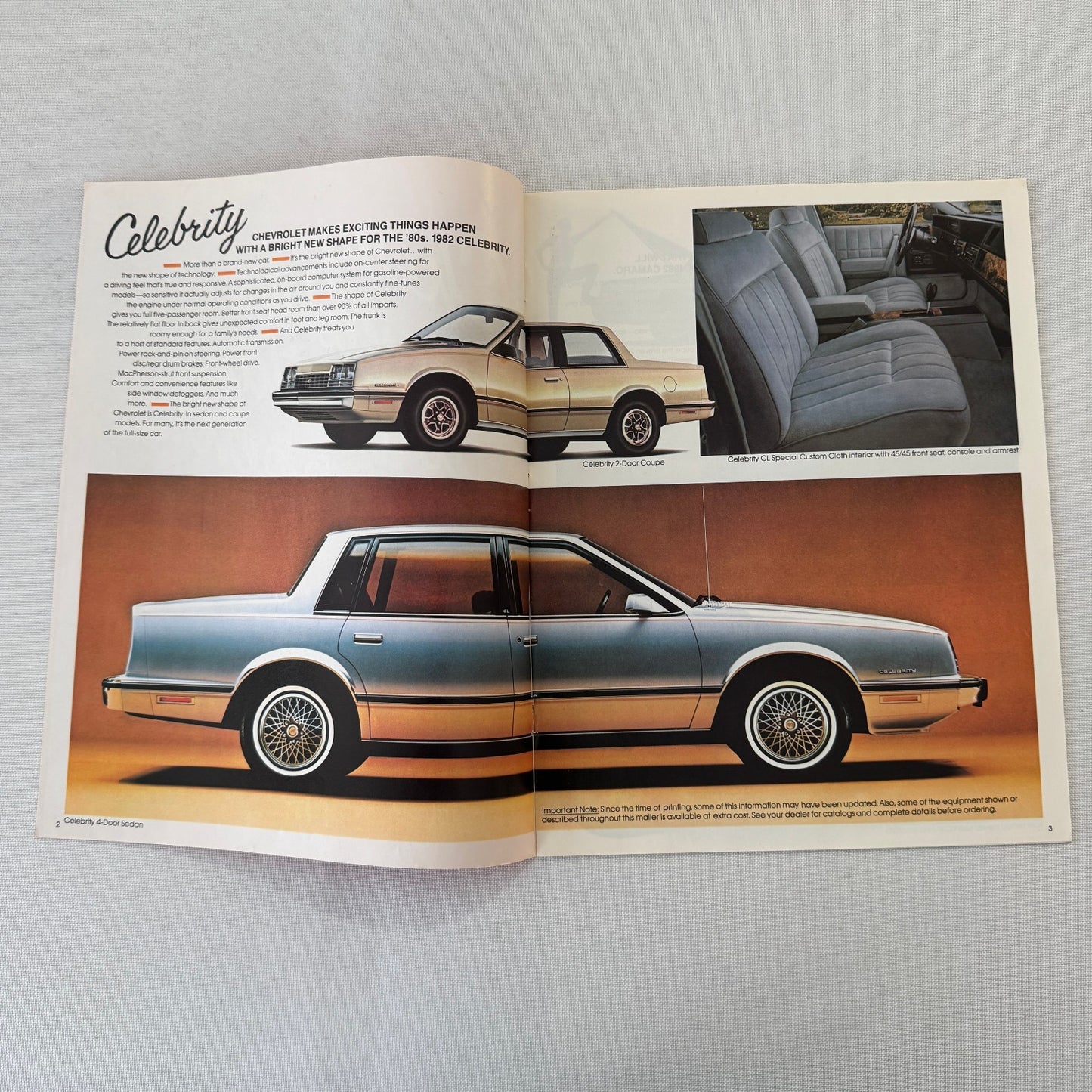 1982 Chevrolet Car Brochure Catalog Camaro Corvette Citation Monte Carlo +
