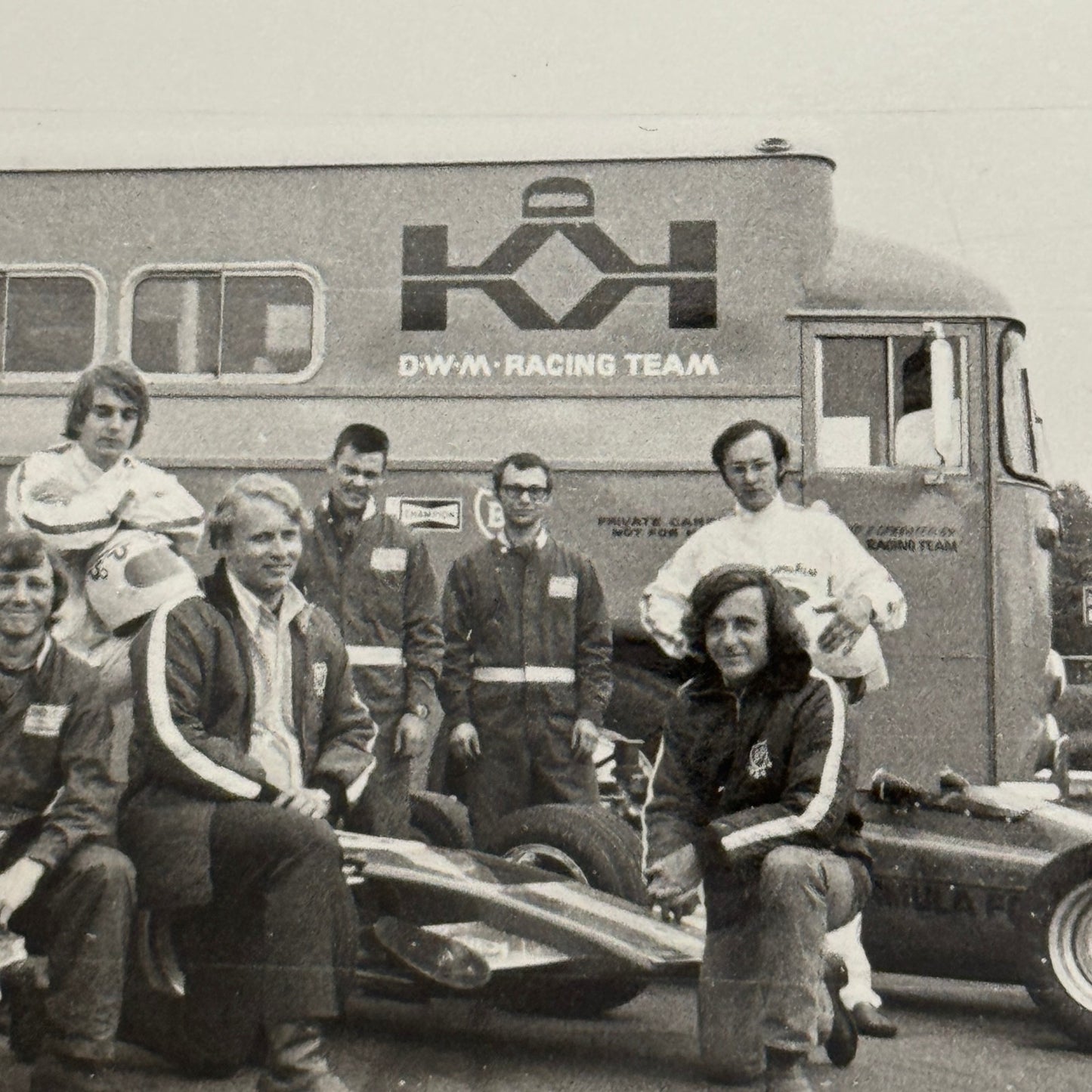 Vintage Car Racing Photo Jim Russell Racing Team Transporter Drivers Photograph