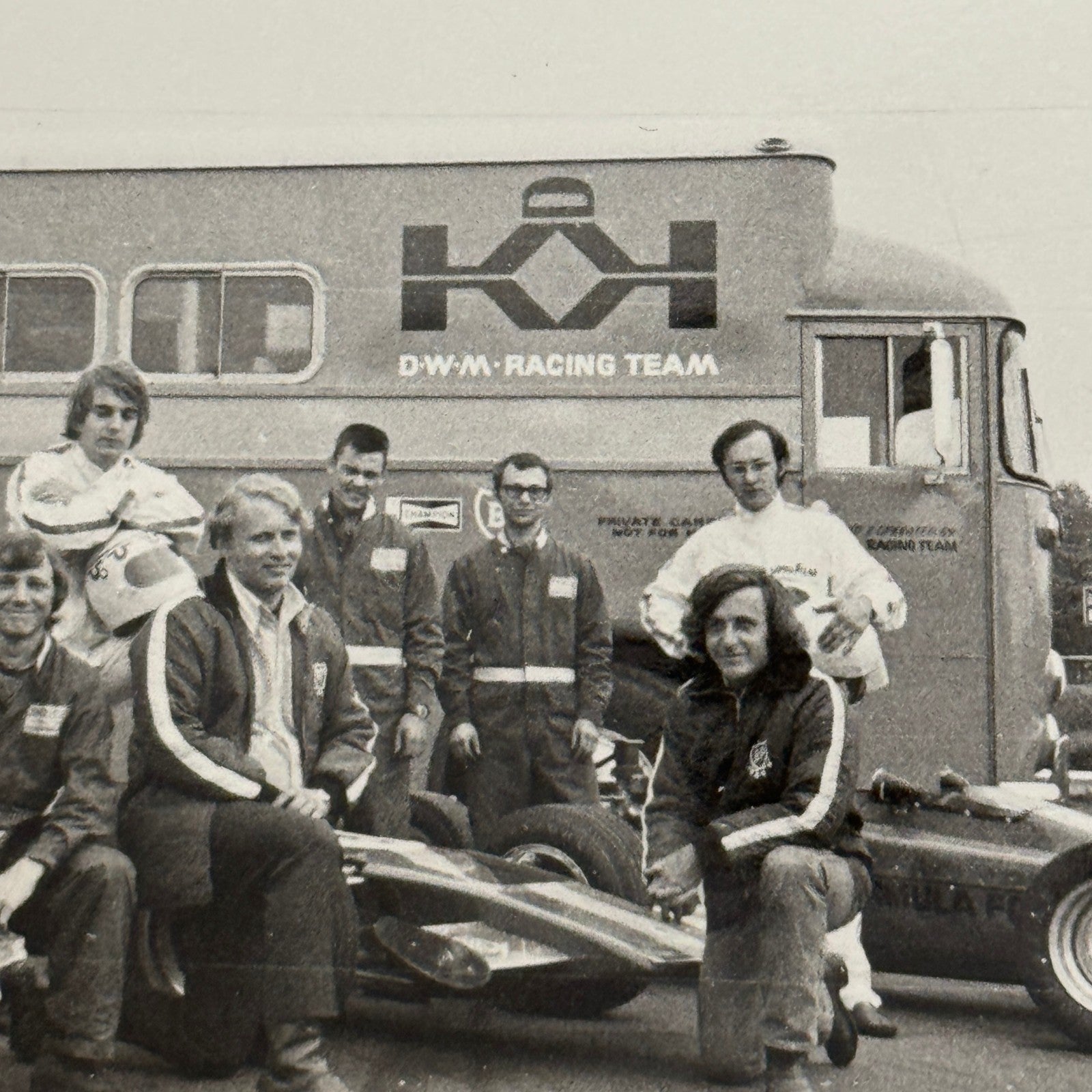 Vintage Car Racing Photo Jim Russell Racing Team Transporter Drivers Photograph