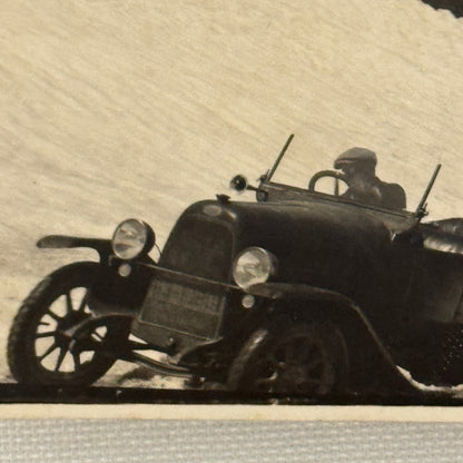 Vintage Photo Photograph Print Early Car Automobile Snow Mountain People