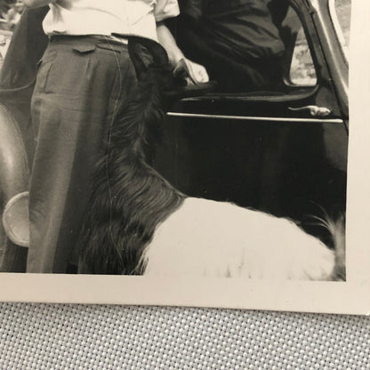 Vintage Photo Photograph Snapshot Man Dog Car Automobile Germany + AL22SM2