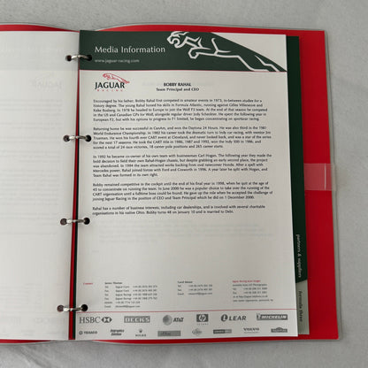2001 Jaguar Racing Press Kit Formula 3 Formula One F1 Photos Eddie Irvine