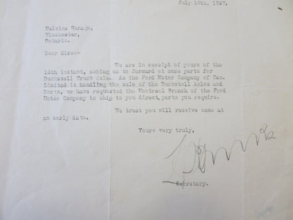 1927 Ruckstell Truck Axle Company Factory Letter FORD Letterhead