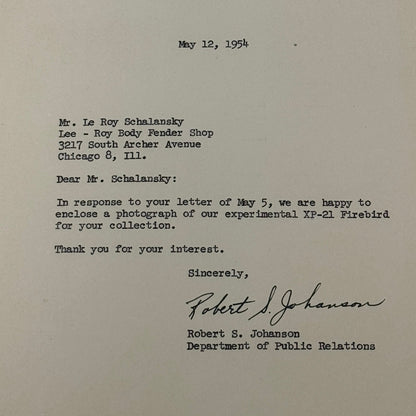 1954 General Motors Letter Letterhead Vintage Document Signed Public Relations