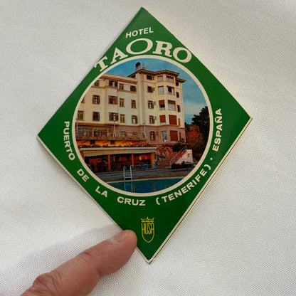 Vintage Travel Luggage Label Hotel Taoro Puerto de la Cruz Espana Spain Tenerife