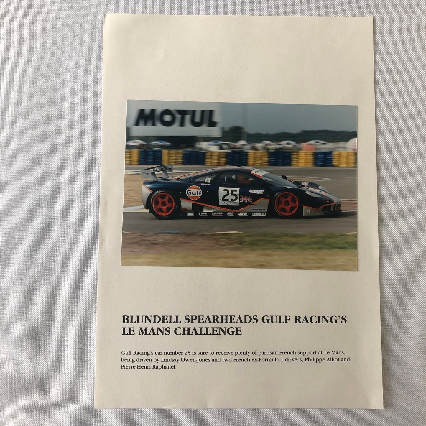 Gulf Racing McLaren F1 GTR Press Kit Brochure Photos