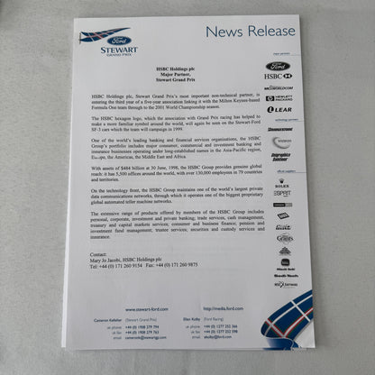 1999 Ford Jackie Stewart Racing Team SF3 Press Kit 35mm Slides Brochure Photos